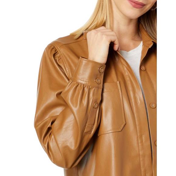 NEW PAIGE mattie shacket - vegan leather in toffee bronze - Picture 3 of 4